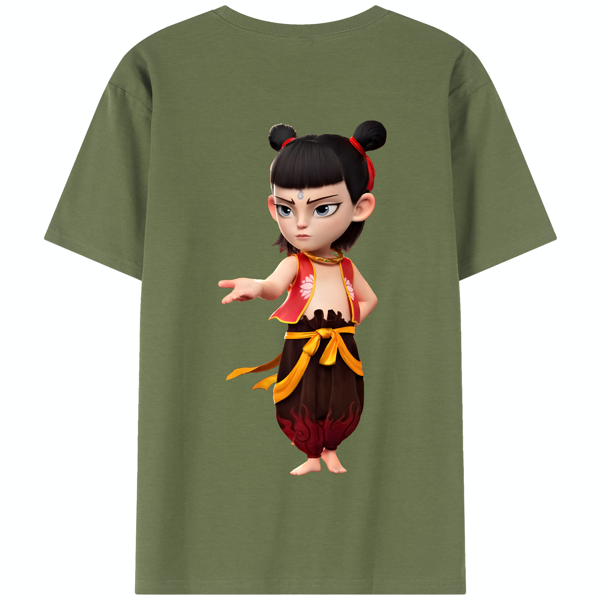 （画像用） Ne Zha 2 ナタ 魔童の大暴れ 綿100％半袖Tシャツ（背面プリント）